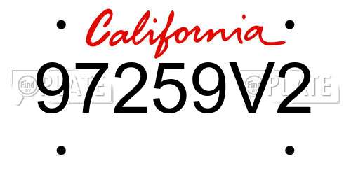 97259V2 California License Plate