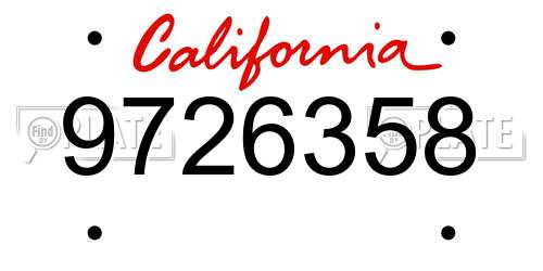 9726358 California License Plate