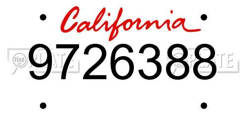 9726388 California License Plate