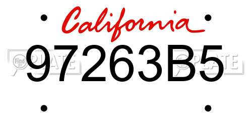 97263B5 California License Plate