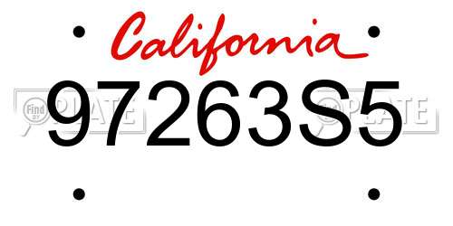 97263S5 California License Plate