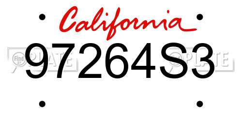 97264S3 California License Plate