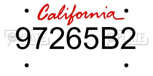 97265B2 California License Plate