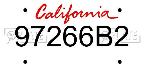 97266B2 California License Plate