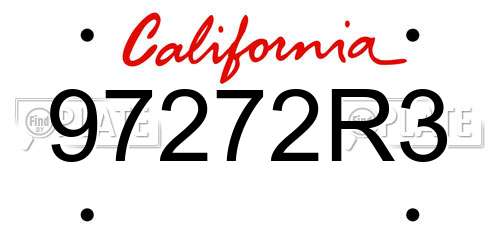 97272R3 California License Plate