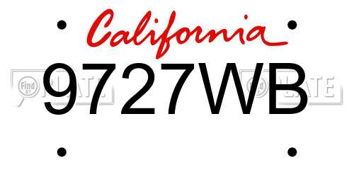 9727WB California License Plate