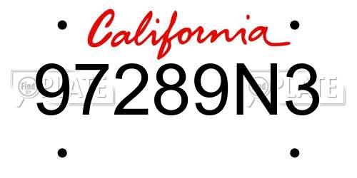 97289N3 California License Plate