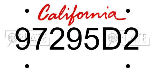 97295D2 California License Plate