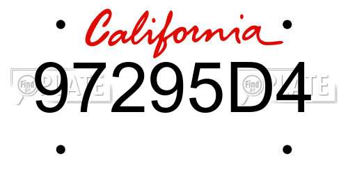 97295D4 California License Plate