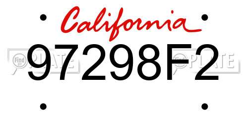 97298F2 California License Plate
