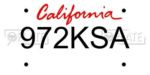 972KSA California License Plate