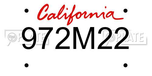 972M22 California License Plate