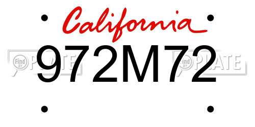 972M72 California License Plate