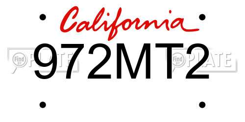 972MT2 California License Plate