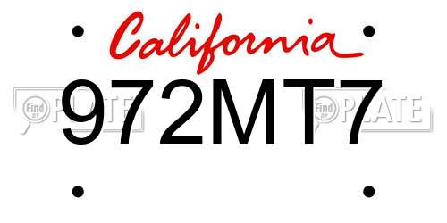 972MT7 California License Plate
