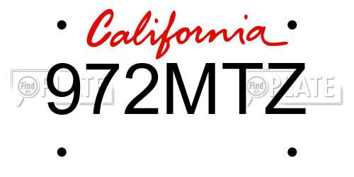972MTZ California License Plate
