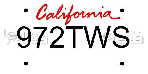 972TWS California License Plate
