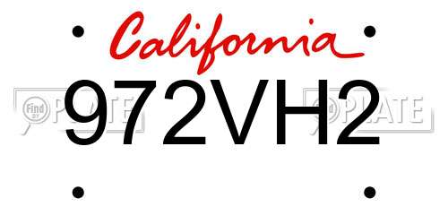 972VH2 California License Plate