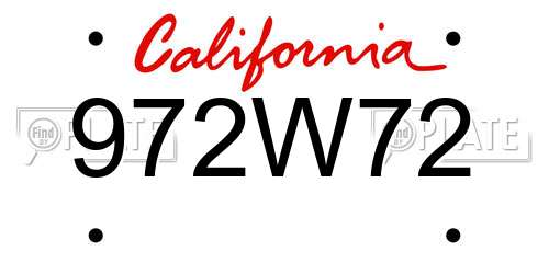 972W72 California License Plate