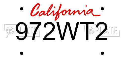 972WT2 California License Plate