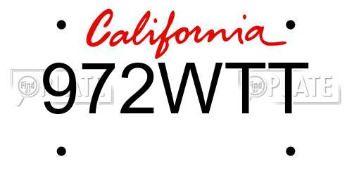 972WTT California License Plate