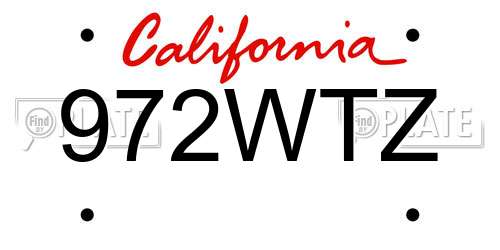 972WTZ California License Plate