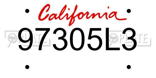 97305L3 California License Plate