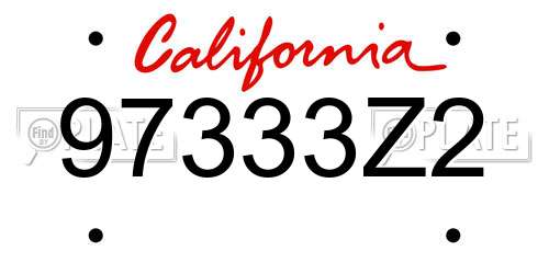97333Z2 California License Plate