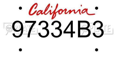 97334B3 California License Plate