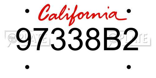 97338B2 California License Plate