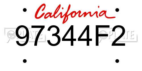 97344F2 California License Plate