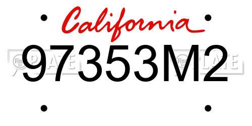 97353M2 California License Plate