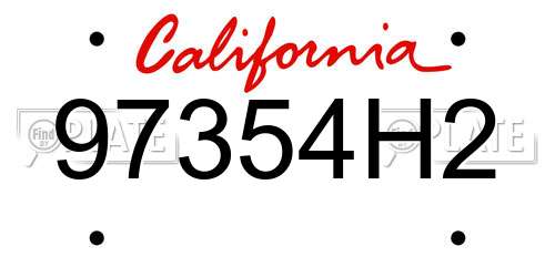 97354H2 California License Plate