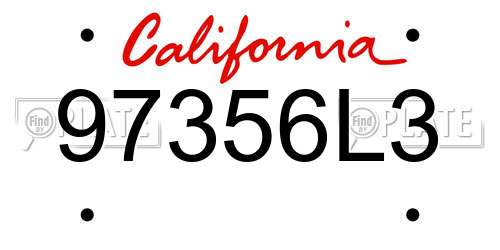 97356L3 California License Plate