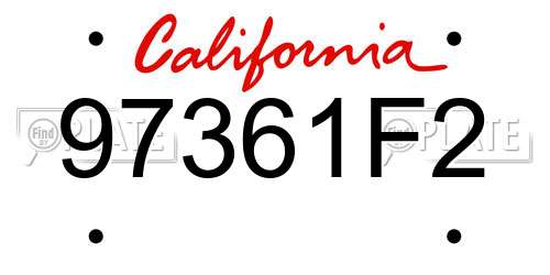 97361F2 California License Plate