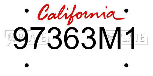 97363M1 California License Plate
