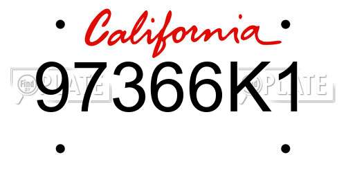97366K1 California License Plate