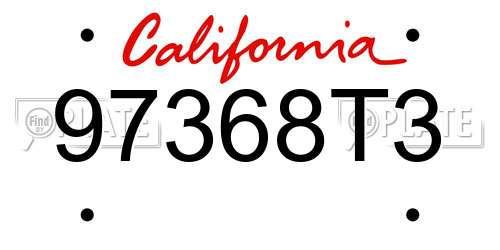 97368T3 California License Plate