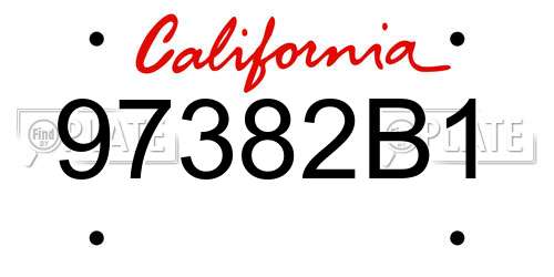 97382B1 California License Plate