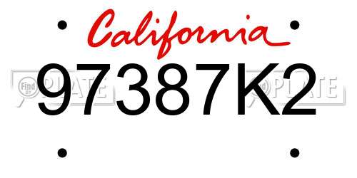 97387K2 California License Plate