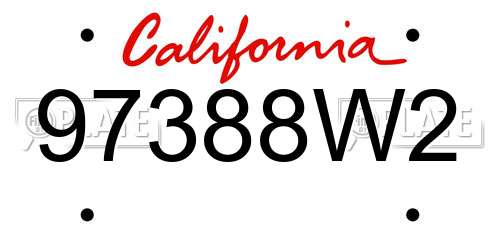 97388W2 California License Plate