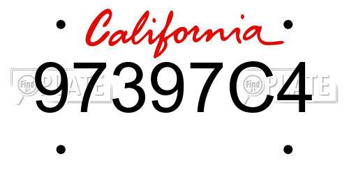 97397C4 California License Plate