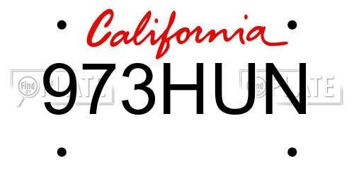 973HUN California License Plate