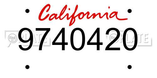 9740420 California License Plate