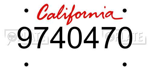 9740470 California License Plate