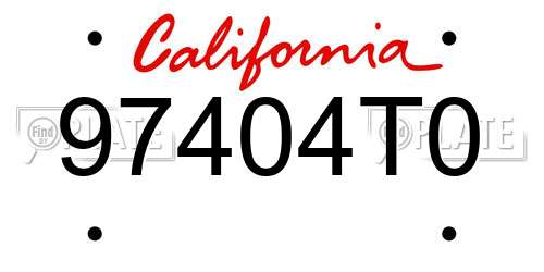 97404T0 California License Plate