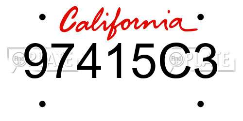 97415C3 California License Plate