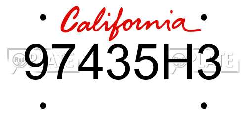 97435H3 California License Plate