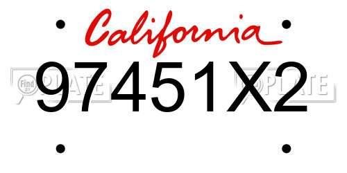 97451X2 California License Plate