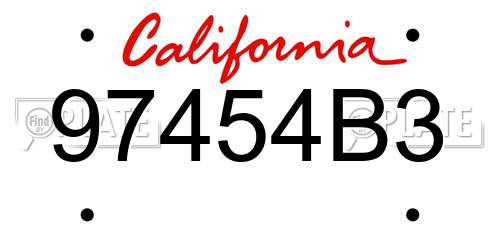 97454B3 California License Plate